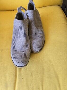 Toms Taupe Perforated Suede Ankle Booties